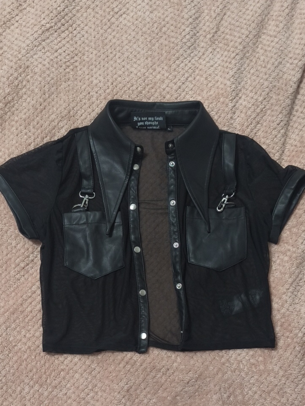 Killstar Black Faux Leather Trim Jacket Top